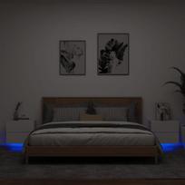 Sieninės naktinės spintelės su led, 2vnt., baltos