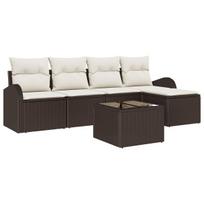 vidaXL Sofos komplektas su pagalve 6 pcs Ruda ir balta poliratanas