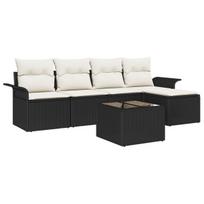 vidaXL Lauko sofa su pagalve 6 pcs Juoda poliratanas