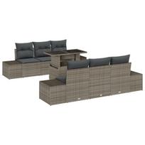 vidaXL Sofos komplektas su pagalve 7 pcs Pilka poliratanas