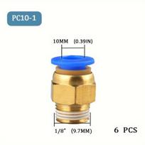 Pneumatinė greito sujungimo jungtis 10mm vamzdeliui, PC10-1 (6 PCS)