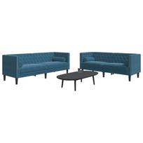vidaXL Chesterfield sofų komplektas su pagalvėlėmis, 2 dalių, mėlynas
