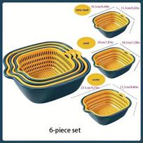 6pcs/set Sink Drain Basket Kitchen Double-layer Drain Baskets Vegetable Washing Box Basket Wash Basin Fruit Drainer Basket Kitchen Storage Box