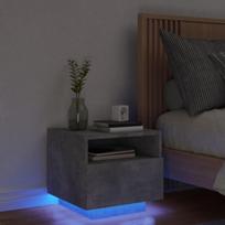 Naktinė spintelė su led lemputėmis, betono pilka, 40x39x37cm