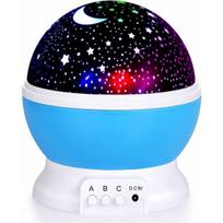 360° LED žvaigždėtas dangus projektorius Star Sleeping Aid Baby Night Light vaikams, spalvingos šviesos – mėlynas pagrindas