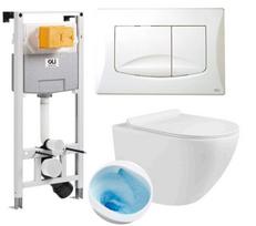 4 IN 1 RINKINYS: Oli rėmas + Premium Zoldo unitaz, Typhoon Tornado nuleidimo mechanizmas + SLIM Soft Close sėdynė iš duroplasto + Oli nuleidimo mygtukas, baltas