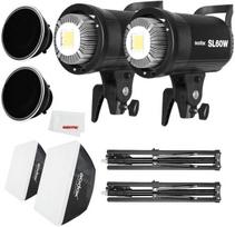 Godox Sl-60w Led Vaizdo Šviestuvas su Softboxu ir Priedais (2 vnt.)