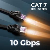 Deleycon Cat7 tinklo kabelis 10m, plokščias, 10Gbit/s, Rj45 Ethernet
