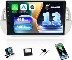 [4+64G] SIXWIN Android 13 automobilinis radijas su CarPlay/Android Car/Mirror Link, skirtas Fiat 500 2007-2015.9 colių HD jutiklinis ekranas palaiko WiFi GPS Bluetooth 5.0 FM/RDS 32EQ
