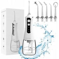 Belaidis dantų irigatorius XMaster su 3 režimais, 5 antgaliais ir 300 ml bakeliu, baltas