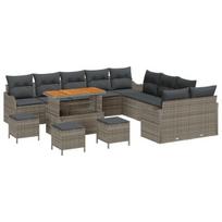 vidaXL Sodo Sofų Rinkinys su pagalve su saugykla 14 pcs Pilka