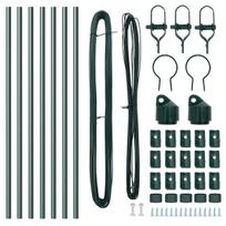 Tvoros stulpai 7 vnt Žalia Ø32 mm 120 cm Cinkuotas plienas