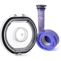 Bin Lid Cap Replacement for Dyson V7 V8 Vacuum Cleaner with Pre&Post HEPA Filter Set,Dust Bin Door Parts/Dust Bucket Cover Replacement Parts 3-Pack