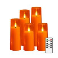 LED žvakių rinkinys su pulteliu,  Oranžinė-gylis 2,3 × aukštis 12,7 cm12,7 cm15,24 cm17,78 cm20,32 cm