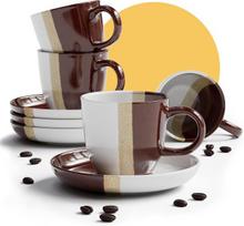 Keramikiniai espresso puodeliai, 4vnt., ruda