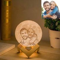 Personalizuojama LED Mėnulio Lempa su Nuotrauka, USB įkrovimas. , 13 cm / 5,12 colio
