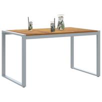 Lauko Valgomojo Stalas Pilkas 140x80x75 cm Plienas ir Kietasis Akacijos Medis