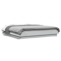 vidaXL Lovos rėmas su LED, baltas, 150x200cm, apdirbta mediena