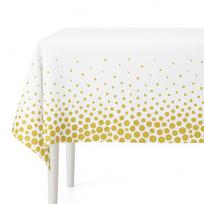 Folijos vienkartinė plastikinė staltiesė Balta gimtadienio šventė Auksinė 130x220cm