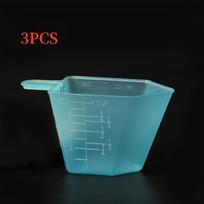 Plastikinis matavimo puodelis skalbimo milteliams 250ml, 3vnt mėlynos spalvos