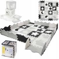 Žaidimų kilimėlis putų dėlionė puzzle vaikams 4FIZJO XXL 150x150 cm pilka - edukacinė mata, gyvūnų motyvas