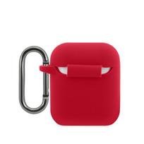 „Lacoste Apple Airpods 1/2“ skysto silikono dėklas su blizgiu spausdinimo logotipu, raudonas