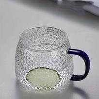 Ananaso rašto stiklinė, 400ml - izoliuota arbatos ir vyno taurė su rankena , Mėlyna