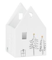 Porcelianinė žvakidė, namelis - žvaigždžių šviesa, 5x5x7,5 cm