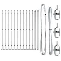 Apsauginiai stulpeliai su pagrindo plokštėmis 13 vnt Ø32mm 90cm Cinkuotas plienas
