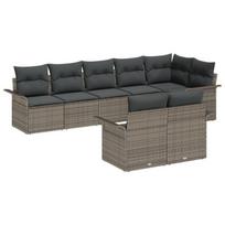 vidaXL Sodo Sofų Rinkinys su pagalve 8 pcs Pilka poliratanas