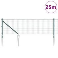 vidaXL Tvora su stulpais Žalia 0,8 x 25 m Plienas ir PVC