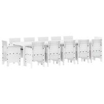 vidaXL Sodo valgomojo komplektas su pagalve 13 pcs Balta
