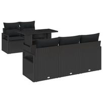 vidaXL Sodo Sofų Rinkinys su pagalve 6 pcs Juoda Poli ratanas