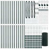 vidaXL Tvora su stulpais Žalia 0,4 x 50 m Plienas ir PVC