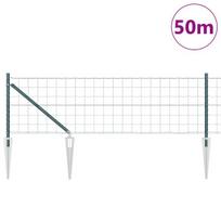 vidaXL Tvora su stulpais Žalia 0,4 x 50 m Plienas ir PVC