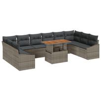 vidaXL Sodo Sofų Rinkinys su saugykla 11 pcs Pilka Poli ratanas