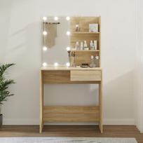 Kosmetinis staliukas，Makiažo stalas su LED apšvietimu, ąžuolo, 74,5x40x141cm CFE4184660