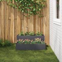 sodo vazonas 2 aukštų 100x60x45 cm Antracitas Plastikas