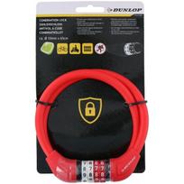 Dviračio spyna su kodu Dunlop, 1 x 65 cm, raudona