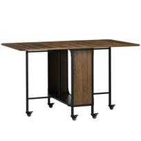 HOMCOM valgomojo stalas sulankstomas mobilus 6 asmenų, skirtas laikyti mažose patalpose iki 50 kg 130x80x74 cm šviesiai rudos spalvos