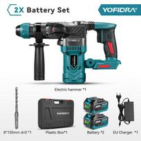 YOFIDRA 26MM bešepetėlinis elektrinis perforatorius smūginis gręžtuvas daugiafunkcis belaidis atsuktuvas sukamasis įrankis Makita 18V baterijai 2 Battery-EU Plug