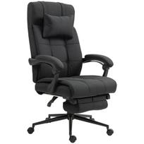 Vinsetto biuro kėdė ergonomiška rašomojo stalo kėdė su atlošimo funkcija, galvos atrama, porankiais, reguliuojamo aukščio pasukama kėdė su pakoju, lino imitacija, juoda