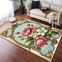 Vintažinis bijūnų gėlių kilimas, 120 * 160 cm (47 * 62 colių)