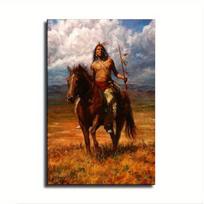 Indėnų kario drobės plakatas, 16x24 colių (40x60 cm)