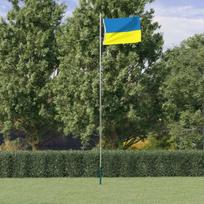 vidaXL Ukrainos vėliava su žalvarinėmis įvorėmis, 90x150cm