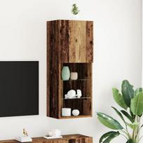 TV spintelė su LED šviesomis senovinės medienos 40,5x30x102 cm