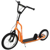 HOMCOM Vaikiškas paspirtukas Paspirtukas nuo 5 metų, paspirtukas Miesto paspirtukas su pneumatinėmis padangomis 16/12 colių, oranžinis, 135 x 58 x 88-94 cm