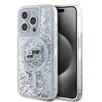Coque для iPhone 15 Pro Max - KARL LAGERFELD - Skysti blizgučiai - Permeabūs - Karl&Choupette galva - Lankstus