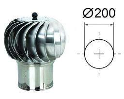 Besisukantis stogo ventiliacijos deflektorius, D-200 mm. Nerūdijantis plienas.