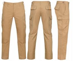 Karinės kelnės Mil-Tec Teesar BDU Slim Fit RipStop – taktinių krovinių kelnės, 100% medvilnė, Khaki